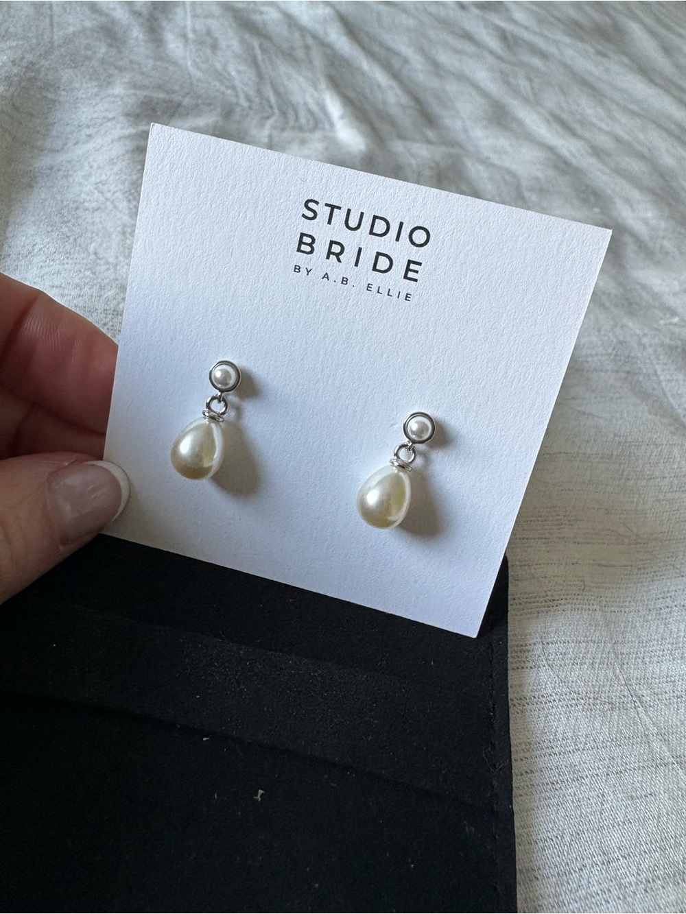Studio Bride Micro Pearl Drop Earrings - Silver